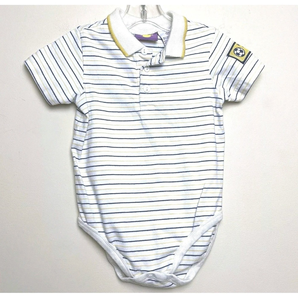 Winnie The Pooh VTG Y2K Striped Bodysuit Pooh's World Cup Disney Inc 24 Mos